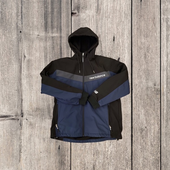 New Balance Other - New Balance Full Zip Windbreaker Jacket Colorblock Navy Gray Black Large